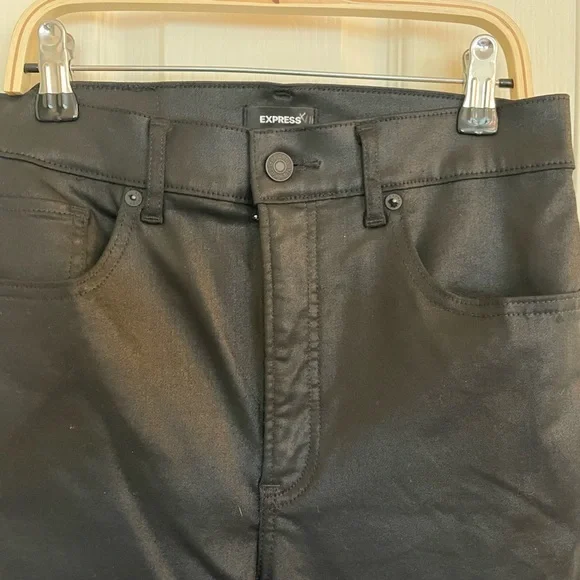 EXPRESS High Waisted Black Coated Skinny Jeans - Picture 5 of 7